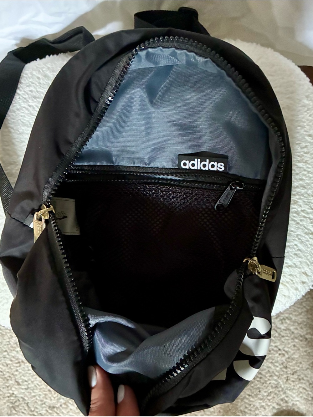 adidas Black Mini Backpack with White Logo - Picture 2 of 2